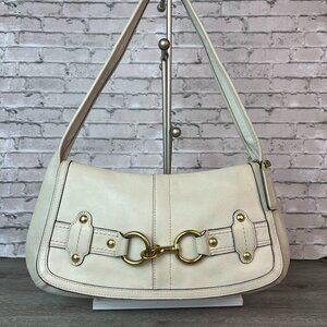 Coach 11263 Ergo Belted Flap Shoulder Bag White Leather